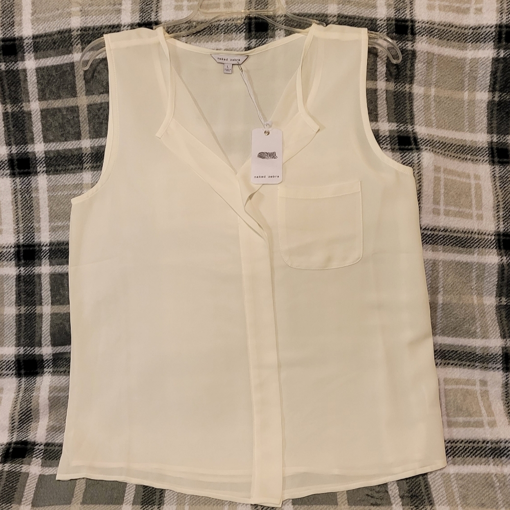 Naked Zebra blouse, white, large NWOT